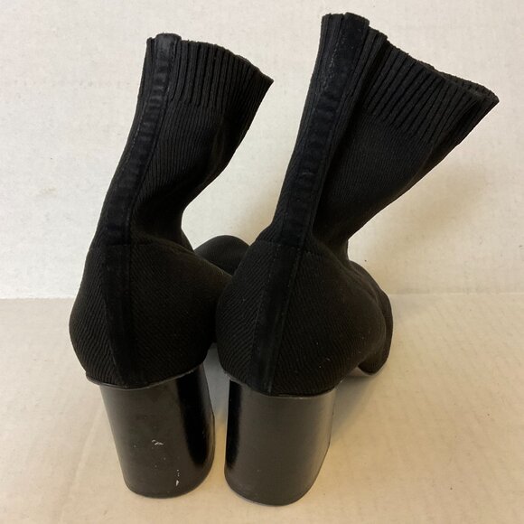 Lafayette 148 Booties 39 Black Knit Stretch Heels - Picture 8 of 10